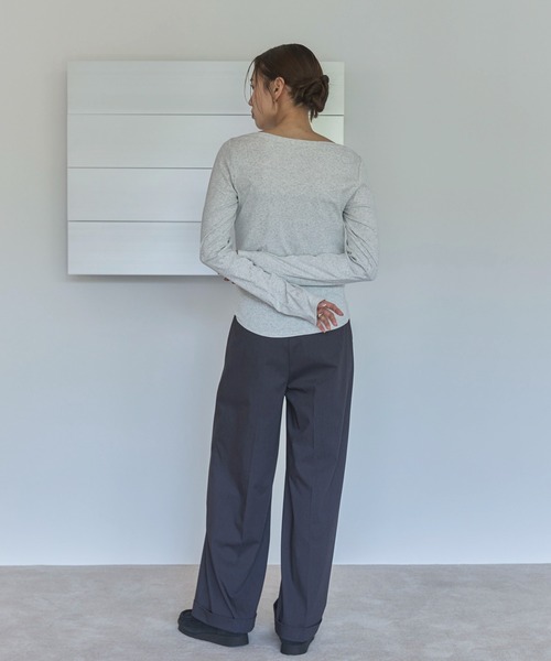 feepur(フェピュール)の「フライスボートネックロンTee(Tシャツ/カットソー・レディース・オートミール/ブラック/クリーム/オフホワイト・MEDIUM)」の15枚目の写真