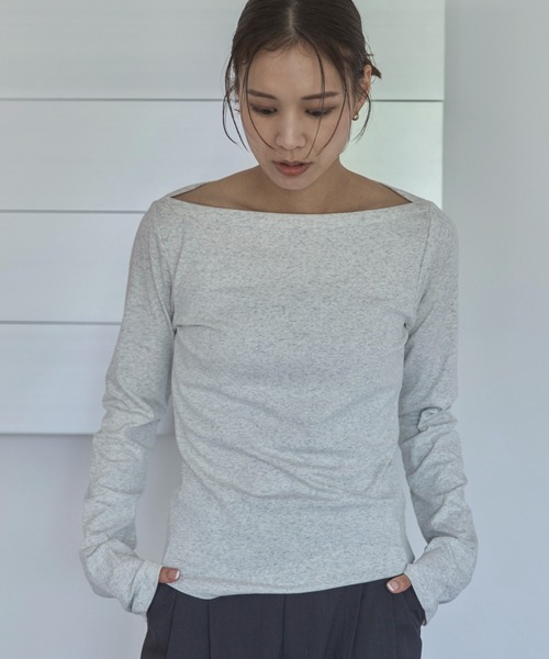 feepur(フェピュール)の「フライスボートネックロンTee(Tシャツ/カットソー・レディース・オートミール/ブラック/クリーム/オフホワイト・MEDIUM)」の10枚目の写真