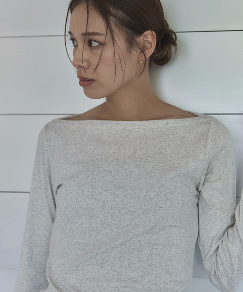 feepur(フェピュール)の「フライスボートネックロンTee(Tシャツ/カットソー・レディース・オートミール/ブラック/クリーム/オフホワイト・MEDIUM)」の11枚目の写真