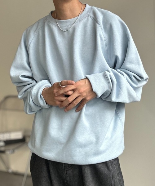 CREARE -LINO-（クレアーレリノ）の「〈ユニセックス商品〉クルーネックベーシックプルオーバー（スウェット・メンズ・ブラウン/レッド/ブラック/杢グレー/ブルー・M/L/XL）」の4枚目の写真