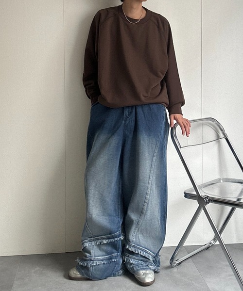 CREARE -LINO-（クレアーレリノ）の「〈ユニセックス商品〉クルーネックベーシックプルオーバー（スウェット・メンズ・ブラウン/レッド/ブラック/杢グレー/ブルー・M/L/XL）」の7枚目の写真