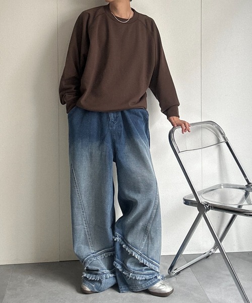 CREARE -LINO-（クレアーレリノ）の「〈ユニセックス商品〉クルーネックベーシックプルオーバー（スウェット・メンズ・ブラウン/レッド/ブラック/杢グレー/ブルー・M/L/XL）」の8枚目の写真