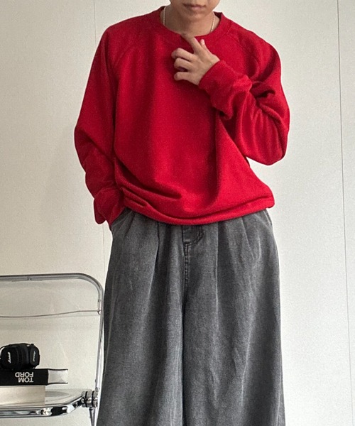 CREARE -LINO-（クレアーレリノ）の「〈ユニセックス商品〉クルーネックベーシックプルオーバー（スウェット・メンズ・ブラウン/レッド/ブラック/杢グレー/ブルー・M/L/XL）」の12枚目の写真