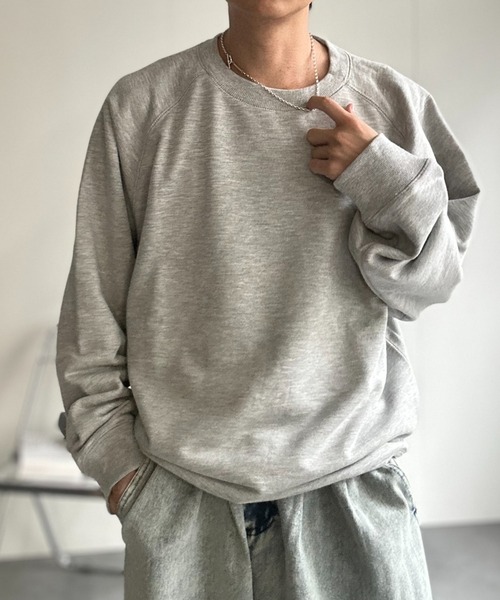 CREARE -LINO-（クレアーレリノ）の「〈ユニセックス商品〉クルーネックベーシックプルオーバー（スウェット・メンズ・ブラウン/レッド/ブラック/杢グレー/ブルー・M/L/XL）」の9枚目の写真