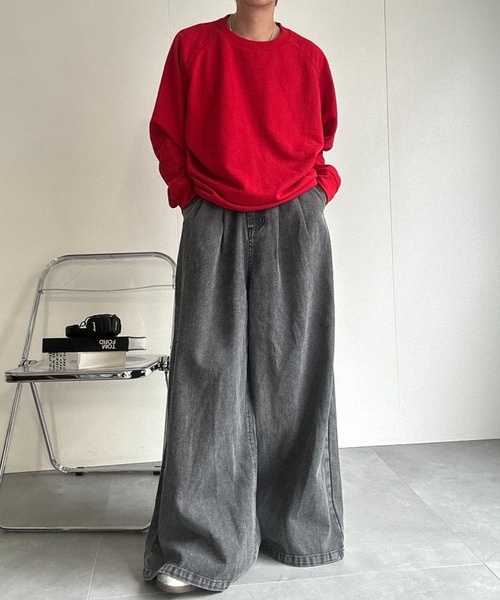 CREARE -LINO-（クレアーレリノ）の「〈ユニセックス商品〉クルーネックベーシックプルオーバー（スウェット・メンズ・ブラウン/レッド/ブラック/杢グレー/ブルー・M/L/XL）」の13枚目の写真