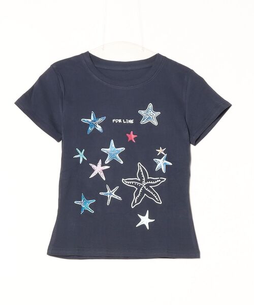 gossip!ロサンゼルス(ゴシップロサンゼルス)の「Y2K シースタープリント クルーネック T シャツ(Tシャツ/カットソー・レディース・ネイビー/ホワイト/ブラック・FREE)」の11枚目の写真