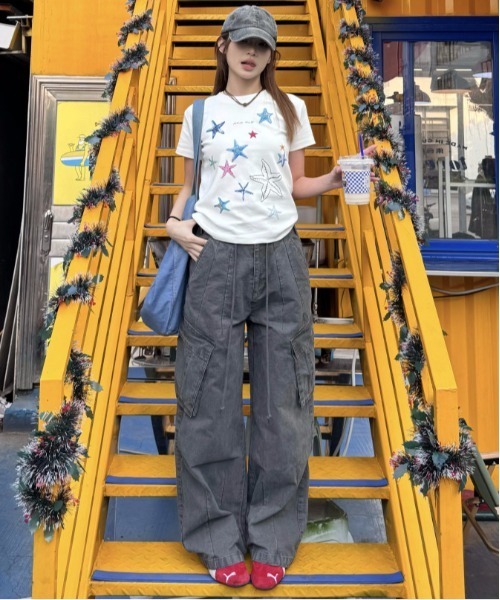 gossip!ロサンゼルス(ゴシップロサンゼルス)の「Y2K シースタープリント クルーネック T シャツ(Tシャツ/カットソー・レディース・ネイビー/ホワイト/ブラック・FREE)」の15枚目の写真