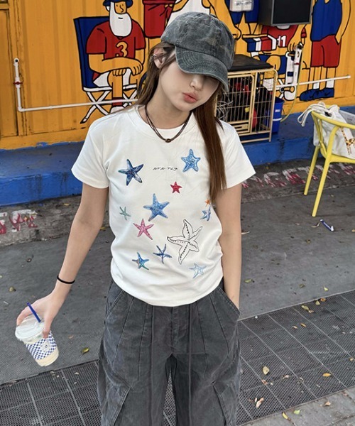 gossip!ロサンゼルス(ゴシップロサンゼルス)の「Y2K シースタープリント クルーネック T シャツ(Tシャツ/カットソー・レディース・ネイビー/ホワイト/ブラック・FREE)」の17枚目の写真