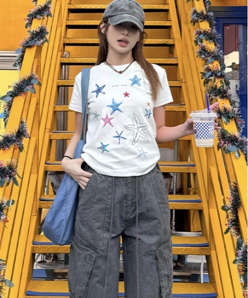 gossip!ロサンゼルス(ゴシップロサンゼルス)の「Y2K シースタープリント クルーネック T シャツ(Tシャツ/カットソー・レディース・ネイビー/ホワイト/ブラック・FREE)」の18枚目の写真