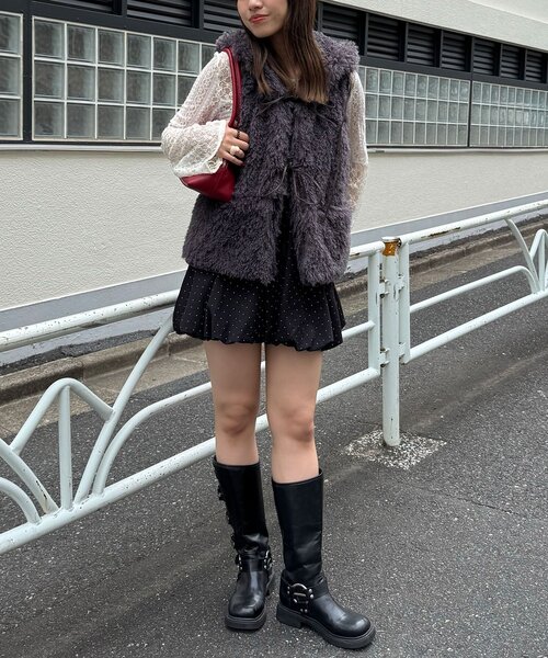 フード付きリボンファーベスト（ベスト）｜CIAOPANIC（チャオ