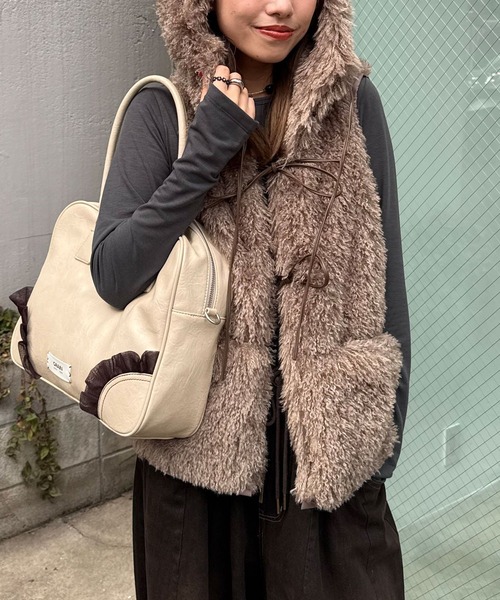 セール】フード付きリボンファーベスト（ベスト）｜CIAOPANIC（チャオ