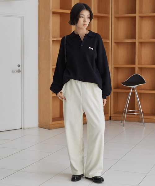 MONO-MART(モノマート)の「イージードライダンボールニットバレルレッグスウェットパンツ(スウェットパンツ・レディース・ブラック/アイボリー/ライトグレー/ダークネイビー/モカ・S/M/L)」の13枚目の写真