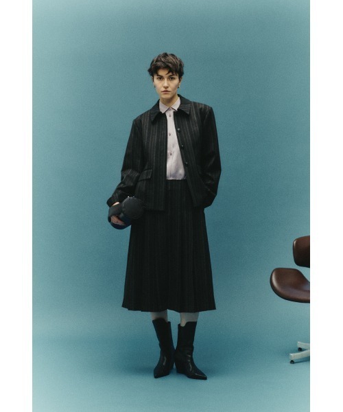 RIM.ARK(リムアーク)の「Cut off pleats SK カットオフプリーツスカート(スカート・レディース・ブラック/ライトグレー・36/38)」の14枚目の写真