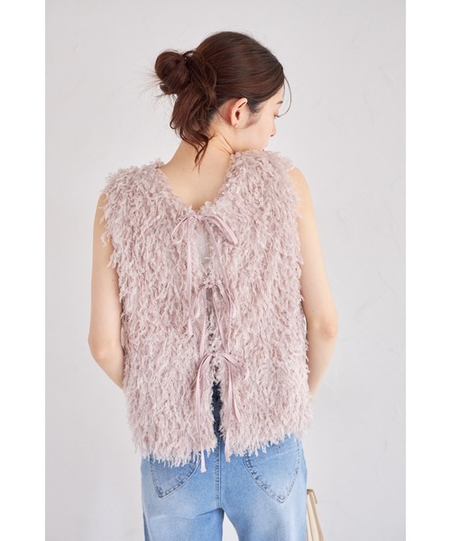 tocco closet(トッコ クローゼット)の「【ZOZO限定】フロントリボンシャギーベスト(ベスト・レディース・グレー/ブラック/グレイッシュベージュ・M)」の11枚目の写真
