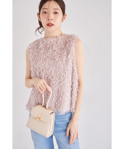 tocco closet(トッコ クローゼット)の「【ZOZO限定】フロントリボンシャギーベスト(ベスト・レディース・グレー/ブラック/グレイッシュベージュ・M)」の8枚目の写真