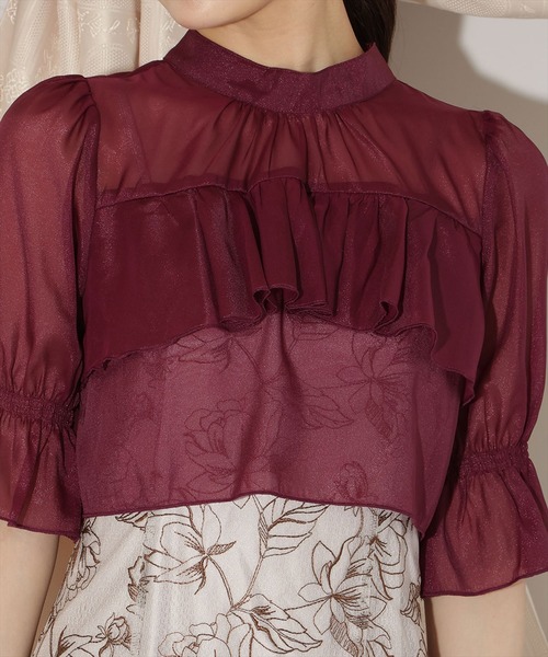 WILLSELECTION（ウィルセレクション）の「フリル切り替えシフォンブラウス（シャツ/ブラウス・レディース・ベージュ/ピンク/ボルドー/ブルー/ブラック・FREE）」の12枚目の写真