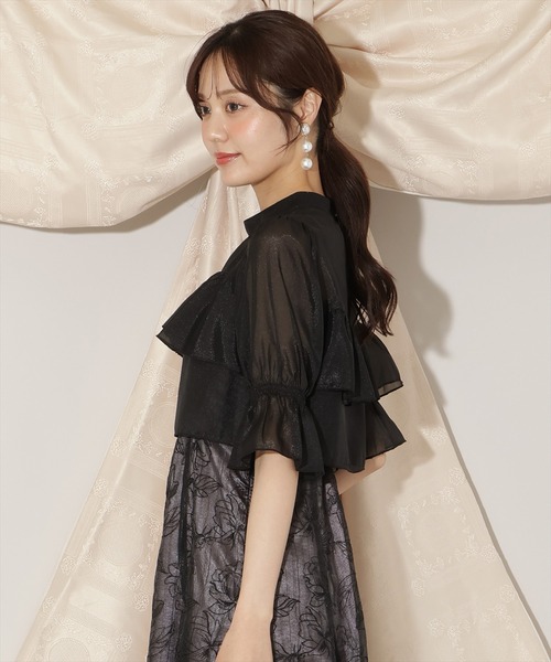 WILLSELECTION（ウィルセレクション）の「フリル切り替えシフォンブラウス（シャツ/ブラウス・レディース・ベージュ/ピンク/ボルドー/ブルー/ブラック・FREE）」の7枚目の写真