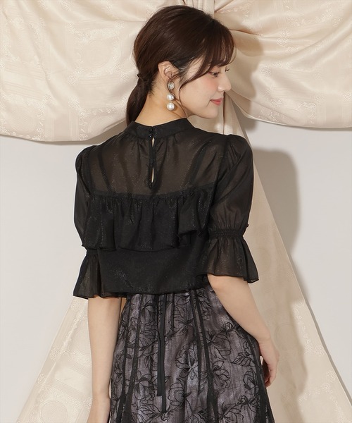 WILLSELECTION（ウィルセレクション）の「フリル切り替えシフォンブラウス（シャツ/ブラウス・レディース・ベージュ/ピンク/ボルドー/ブルー/ブラック・FREE）」の8枚目の写真