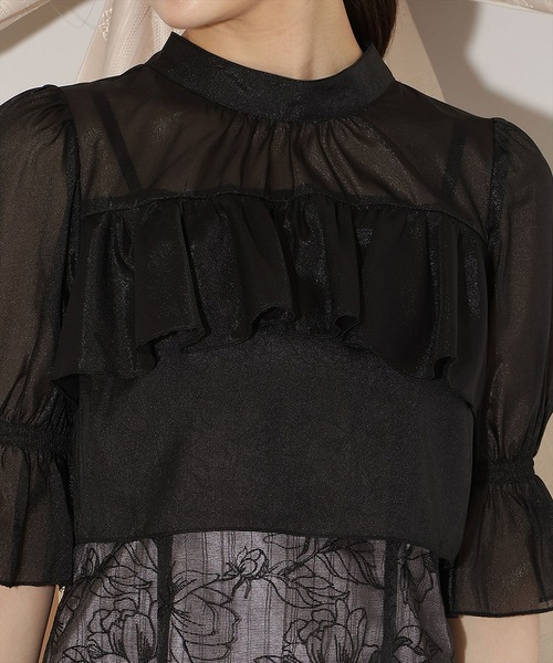 WILLSELECTION（ウィルセレクション）の「フリル切り替えシフォンブラウス（シャツ/ブラウス・レディース・ベージュ/ピンク/ボルドー/ブルー/ブラック・FREE）」の9枚目の写真