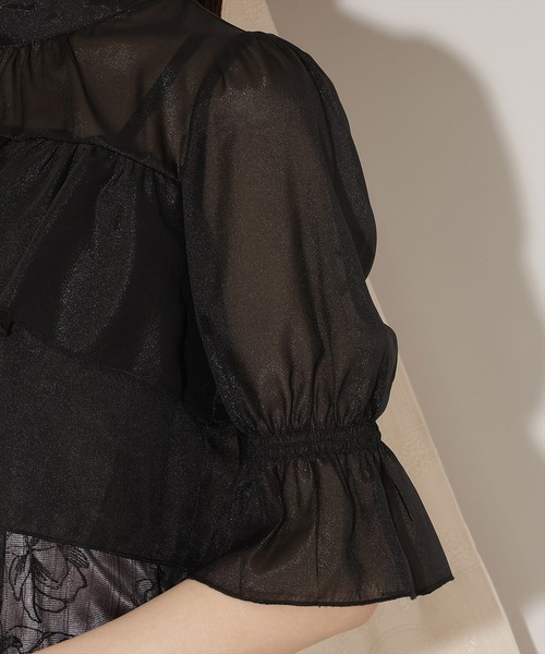 WILLSELECTION（ウィルセレクション）の「フリル切り替えシフォンブラウス（シャツ/ブラウス・レディース・ベージュ/ピンク/ボルドー/ブルー/ブラック・FREE）」の10枚目の写真