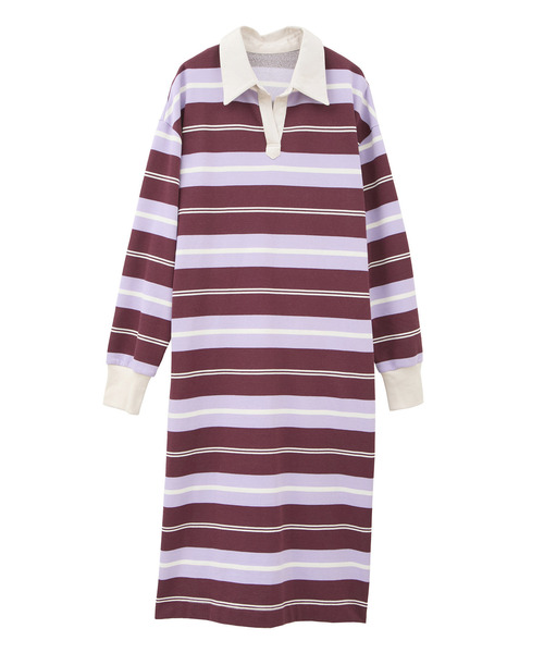 kotohayokozawa(コトハヨコザワ)の「【kotohayokozawa】MULTI BORDER RUGGER DRESS(ワンピース・レディース・パープル/ホワイト・FREE)」の8枚目の写真