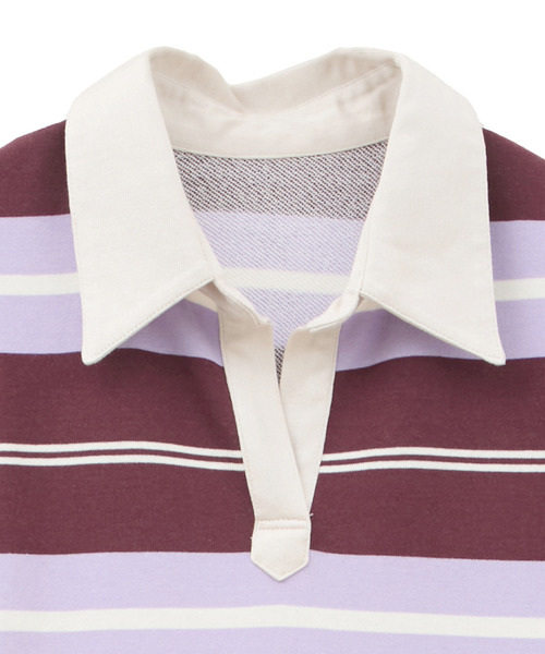 kotohayokozawa(コトハヨコザワ)の「【kotohayokozawa】MULTI BORDER RUGGER DRESS(ワンピース・レディース・パープル/ホワイト・FREE)」の10枚目の写真