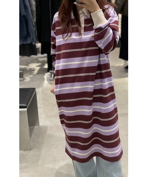 kotohayokozawa(コトハヨコザワ)の「【kotohayokozawa】MULTI BORDER RUGGER DRESS(ワンピース・レディース・パープル/ホワイト・FREE)」の5枚目の写真