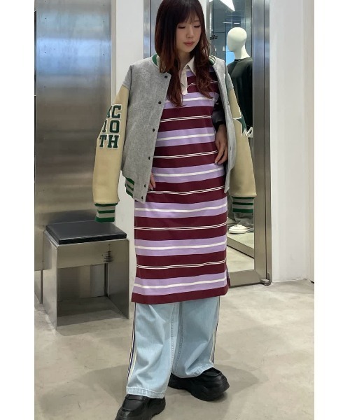 kotohayokozawa(コトハヨコザワ)の「【kotohayokozawa】MULTI BORDER RUGGER DRESS(ワンピース・レディース・パープル/ホワイト・FREE)」の4枚目の写真