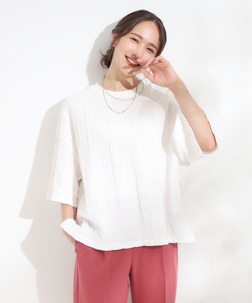 Cutie Blonde（キューティーブロンド）の「【5分袖】大人の魅力を惹きたてる レースカットソー（Tシャツ/カットソー・レディース・ブルー系その他/ホワイト/ダークブラウン/ブラック・00）」の20枚目の写真