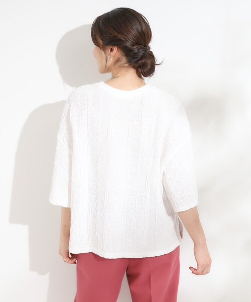 Cutie Blonde（キューティーブロンド）の「【5分袖】大人の魅力を惹きたてる レースカットソー（Tシャツ/カットソー・レディース・ブルー系その他/ホワイト/ダークブラウン/ブラック・00）」の21枚目の写真