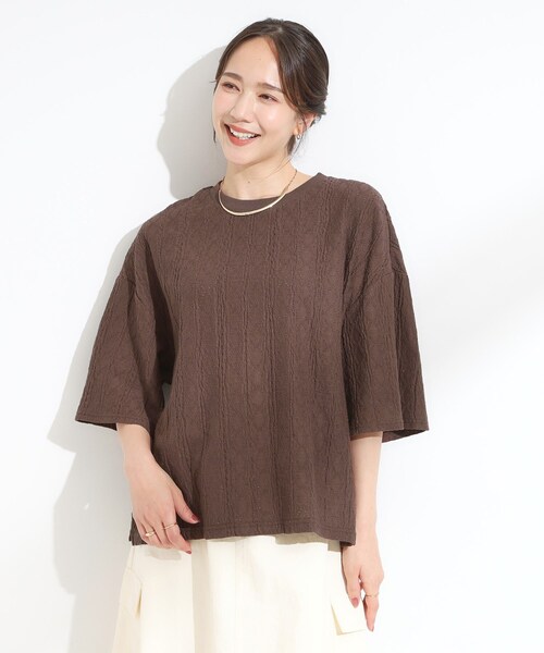 Cutie Blonde（キューティーブロンド）の「【5分袖】大人の魅力を惹きたてる レースカットソー（Tシャツ/カットソー・レディース・ブルー系その他/ホワイト/ダークブラウン/ブラック・00）」の6枚目の写真