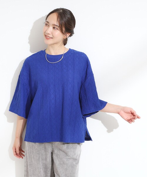 Cutie Blonde（キューティーブロンド）の「【5分袖】大人の魅力を惹きたてる レースカットソー（Tシャツ/カットソー・レディース・ブルー系その他/ホワイト/ダークブラウン/ブラック・00）」の10枚目の写真