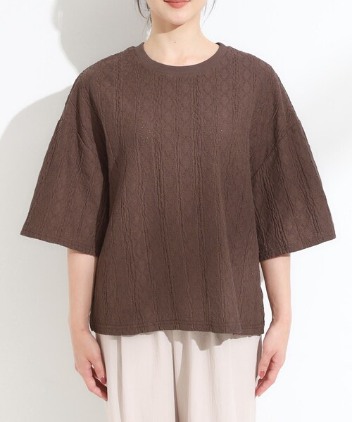 Cutie Blonde（キューティーブロンド）の「【5分袖】大人の魅力を惹きたてる レースカットソー（Tシャツ/カットソー・レディース・ブルー系その他/ホワイト/ダークブラウン/ブラック・00）」の14枚目の写真