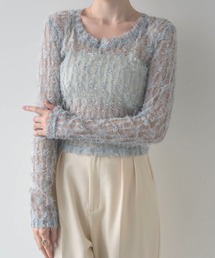 muku（ムク）の「TOPS/SHIRRING SHEER LACE（Tシャツ/カットソー）」