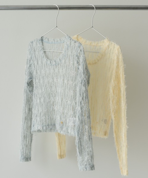 muku(ムク)の「TOPS/SHIRRING SHEER LACE(Tシャツ/カットソー・レディース・ブルー/アイボリー・FREE)」の14枚目の写真