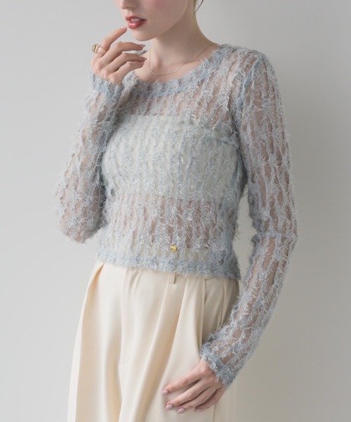 muku(ムク)の「TOPS/SHIRRING SHEER LACE(Tシャツ/カットソー・レディース・ブルー/アイボリー・FREE)」の20枚目の写真
