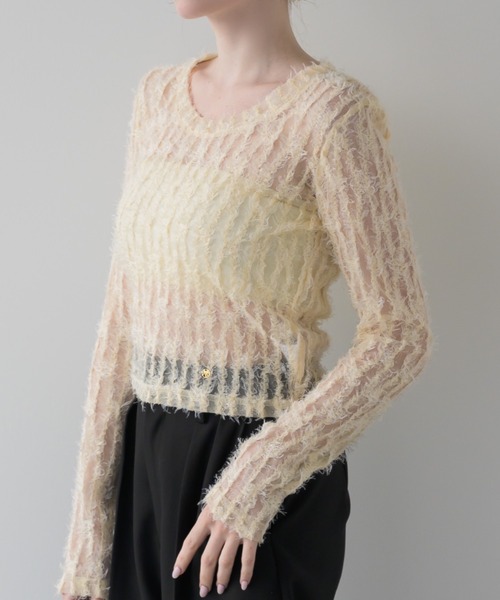 muku(ムク)の「TOPS/SHIRRING SHEER LACE(Tシャツ/カットソー・レディース・ブルー/アイボリー・FREE)」の17枚目の写真