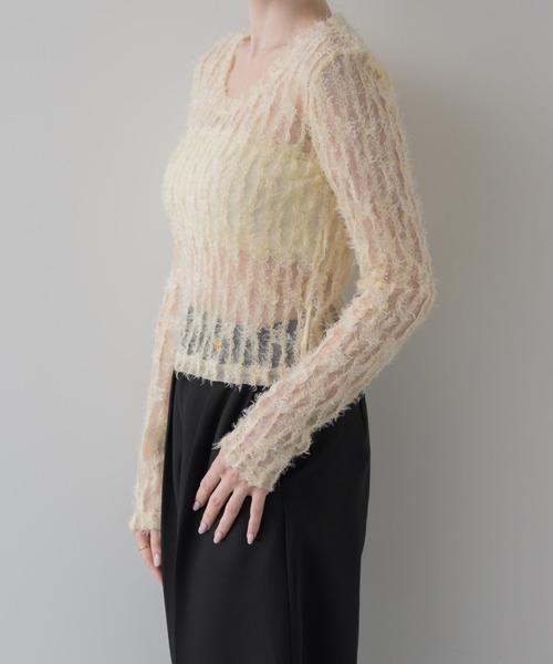 muku(ムク)の「TOPS/SHIRRING SHEER LACE(Tシャツ/カットソー・レディース・ブルー/アイボリー・FREE)」の21枚目の写真