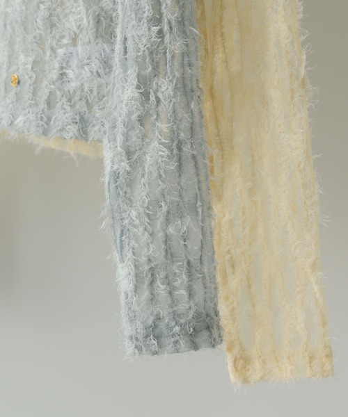 muku(ムク)の「TOPS/SHIRRING SHEER LACE(Tシャツ/カットソー・レディース・ブルー/アイボリー・FREE)」の4枚目の写真