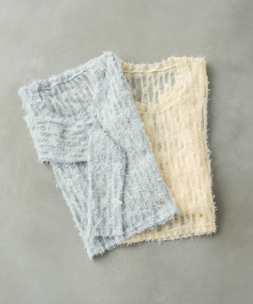 muku(ムク)の「TOPS/SHIRRING SHEER LACE(Tシャツ/カットソー・レディース・ブルー/アイボリー・FREE)」の12枚目の写真