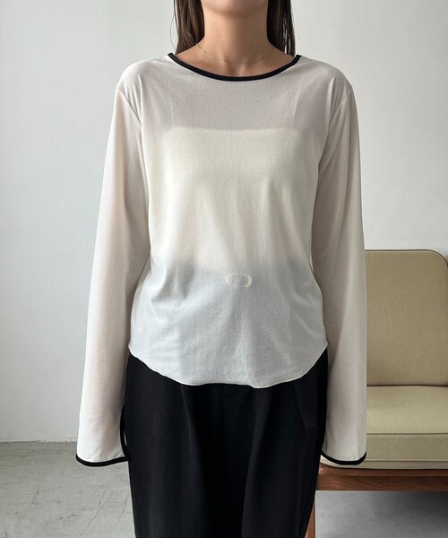CAPRICIEUX LE'MAGE（カプリシューレマージュ）の「【前後2WAY】ベロアリンガーTシャツ（Tシャツ/カットソー・レディース・オフホワイト/ブラック/ブラウン・FREE）」の22枚目の写真