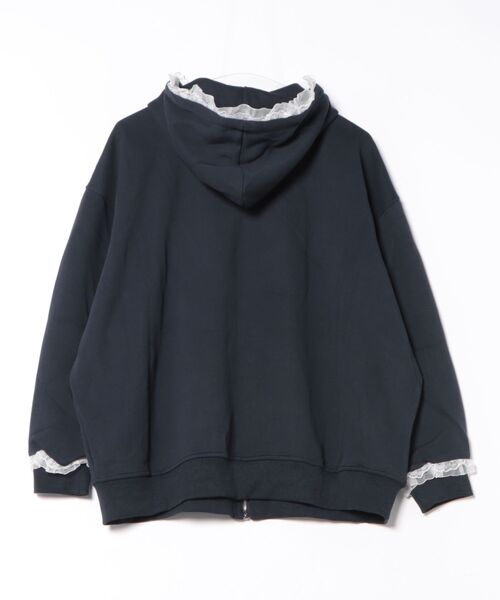Lace Ladies(レースレディース)の「配レース ジップアップ 長袖 フーデット パーカー(パーカー・レディース・ブラック/グレー/ネイビー・FREE)」の4枚目の写真