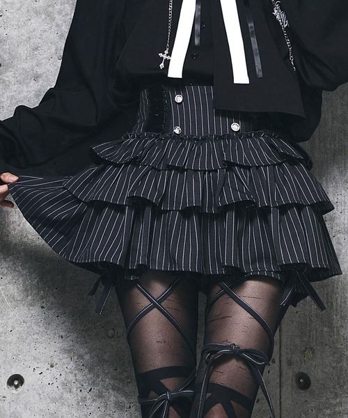 ハイウエストエンブレムボタン付きフリルパンツ（その他パンツ