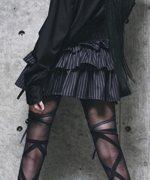 ハイウエストエンブレムボタン付きフリルパンツ（その他パンツ