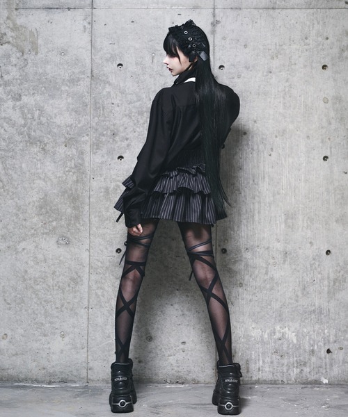 黒いフリル付き　シルクパンツ サイドフリルパンツ パンツ レディース[品番：ZX000006783]｜and