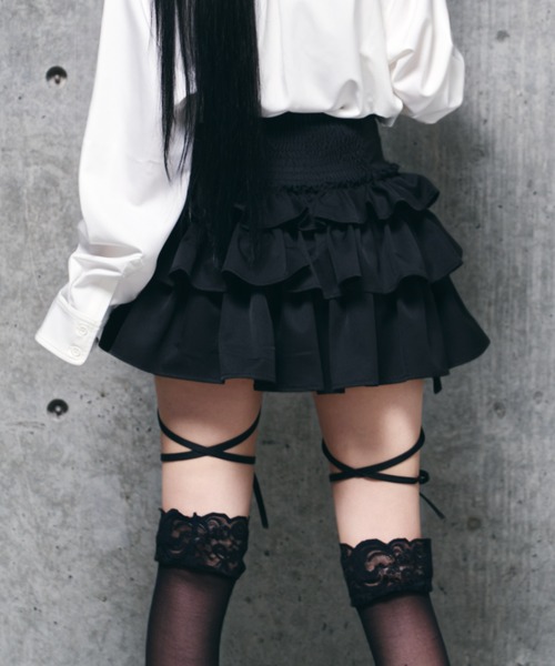 ハイウエストエンブレムボタン付きフリルパンツ（その他パンツ