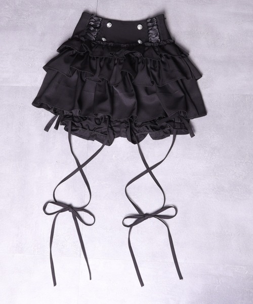 ハイウエストエンブレムボタン付きフリルパンツ（その他パンツ