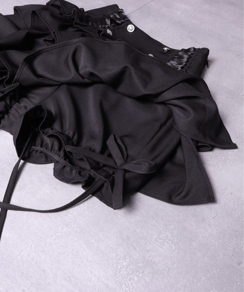 ハイウエストエンブレムボタン付きフリルパンツ（その他パンツ