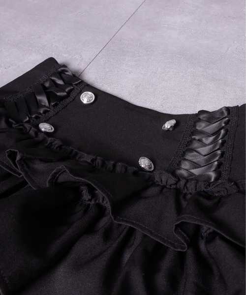 ハイウエストエンブレムボタン付きフリルパンツ（その他パンツ