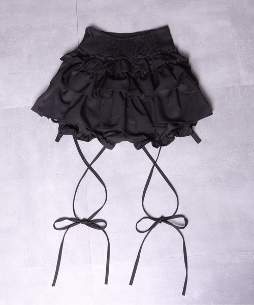 Amilige(アミリージュ)の「ハイウエストエンブレムボタン付きフリルパンツ(その他パンツ・レディース・ストライプ/ブラック・FREE)」の19枚目の写真